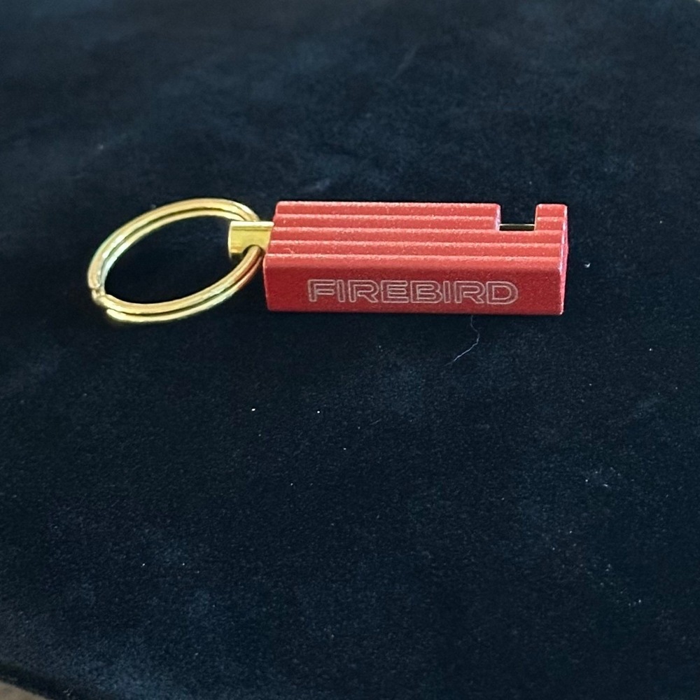 Vintage Firebird Cigar Punch Keychain Red Gold Tone Metal Sliding Tool Accessory
